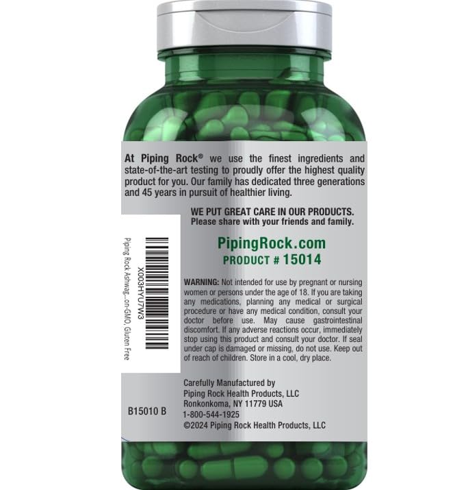 Piping Rock Ashwagandha 4500mg | 240 Capsules | Black Pepper | Non-GMO & Gluten Free