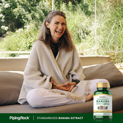 Piping Rock Banaba Leaf Extract Capsules – 600 mg, 200 Count | Corosolic Acid Standardized | Non-GMO & Gluten Free (Pack of 2)
