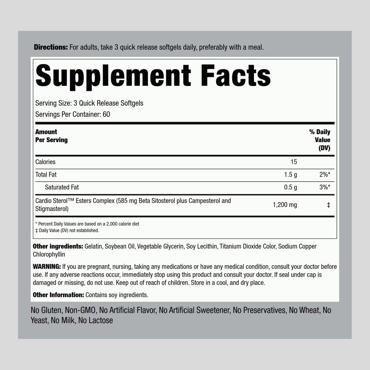 Piping Rock Beta Sitosterol for Men – 1200 mg, 180 Softgels | Plant Sterols Complex, Non-GMO, Gluten Free (Pack of 2)