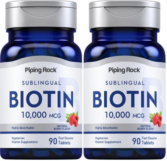 Piping Rock Biotin 10000mcg Fast Dissolve Berry Flavor (90 Count) Pack of 2 | Vegetarian, Non-GMO, Gluten Free