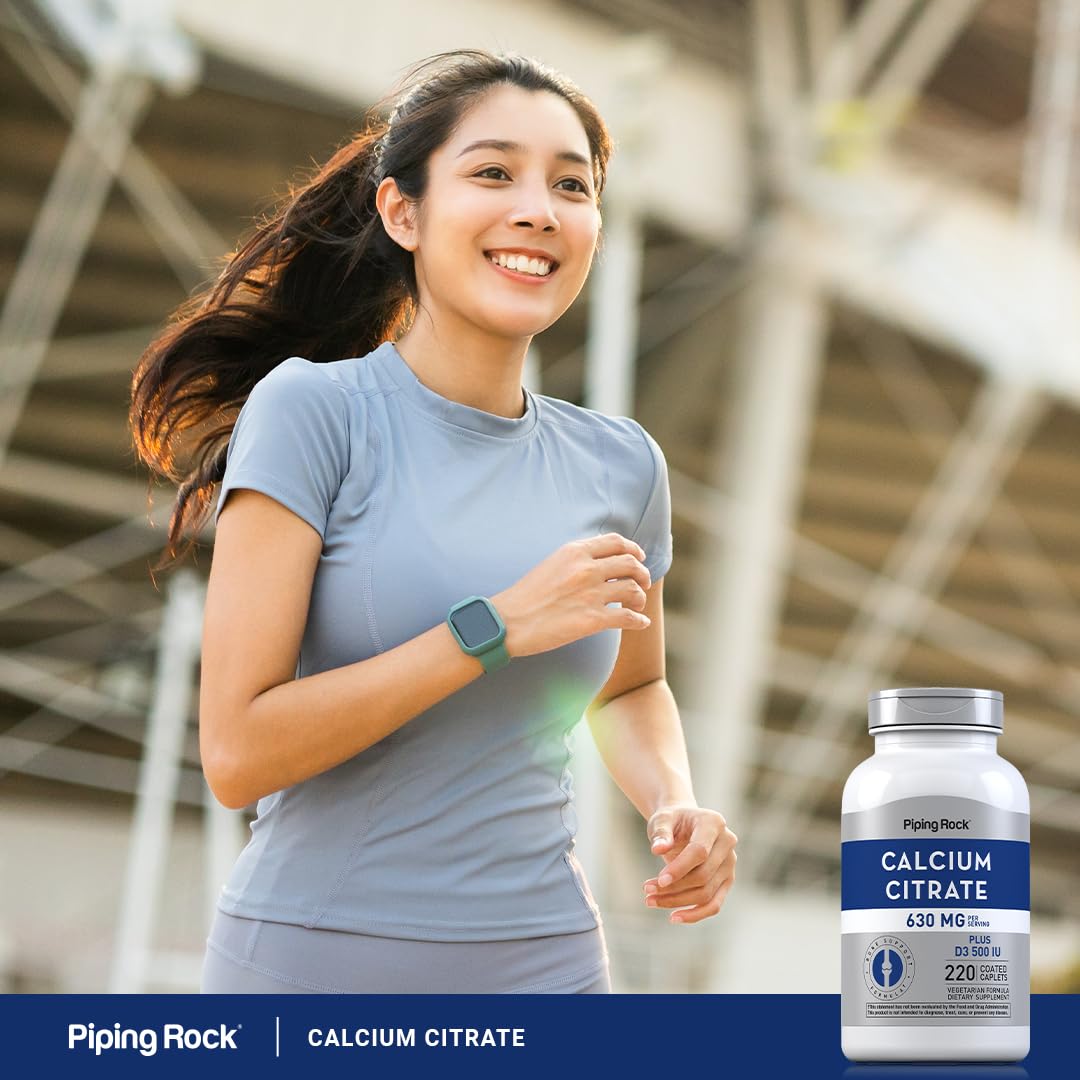 Piping Rock Calcium Citrate with Vitamin D3 - 630 mg, 220 Caplets (Pack of 2) | Vegetarian, Non-GMO, Gluten Free