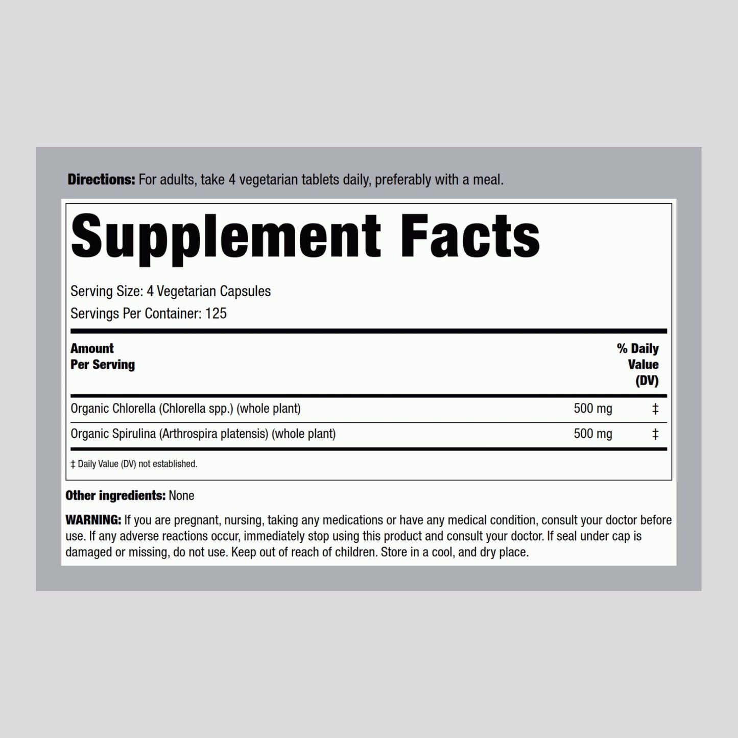 Piping Rock Chlorella Spirulina Organic – 500 Tablets (Pack of 2) | Vegetarian, Non-GMO, Gluten Free