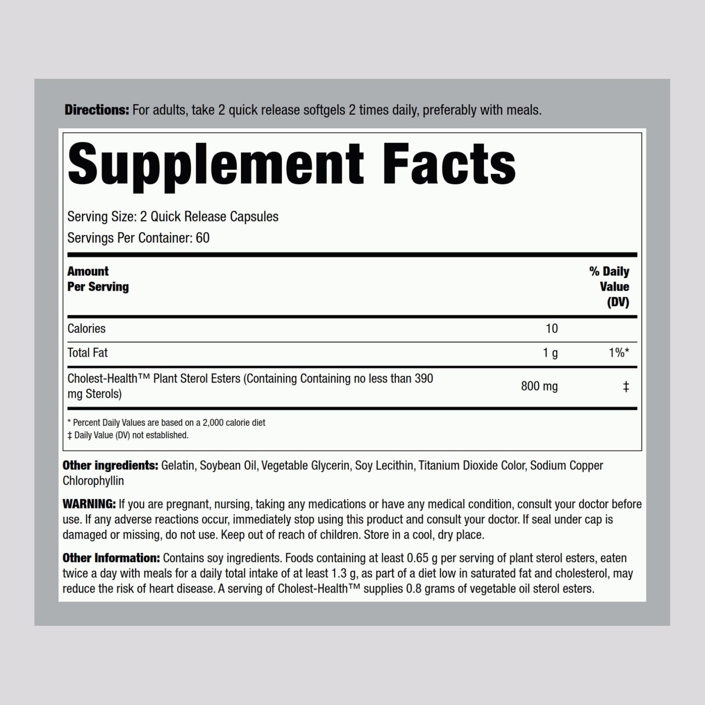 Piping Rock Cholesterol Health Supplement - 120 Softgels | Plant Sterols Formula