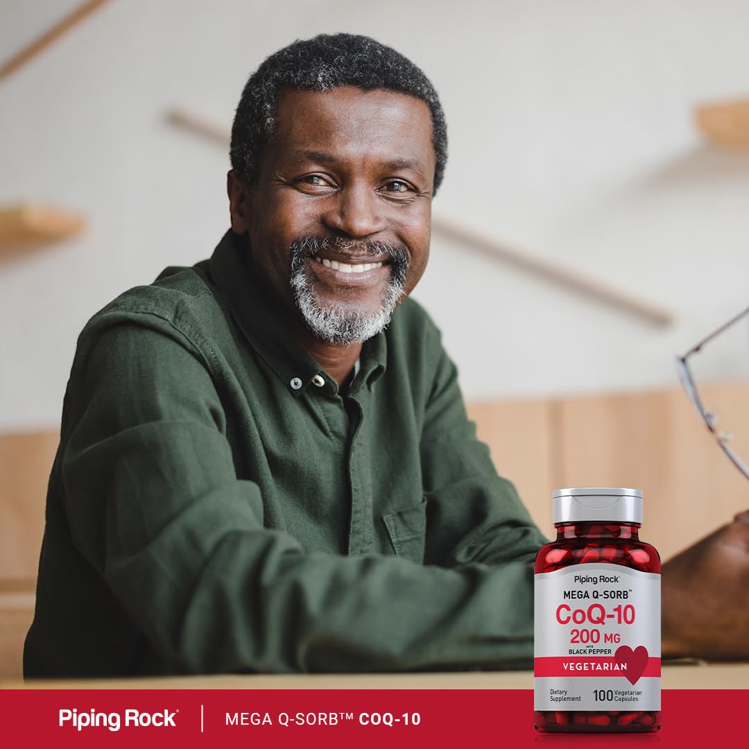 Piping Rock CoQ10 200mg Capsules – 100 Pills (Pack of 2) with Black Pepper Extract