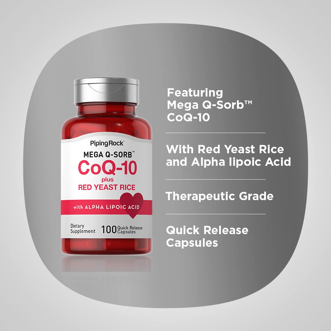 Piping Rock CoQ10 120mg – 100 Capsules | Red Yeast Rice & Alpha Lipoic Acid | Non-GMO, Gluten Free