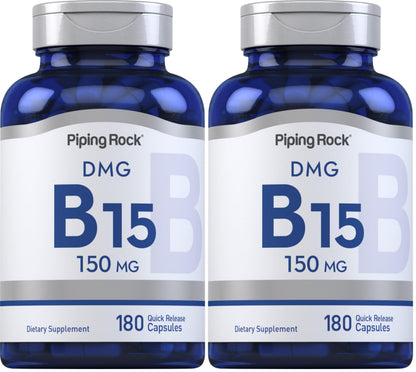 Piping Rock DMG Supplement - B15 150 mg | 180 Capsules | Non-GMO, Gluten Free (Pack of 2)