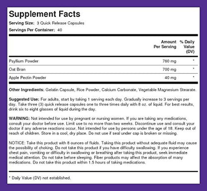 Piping Rock Fiber Complex Supplement | 1500mg, 120 Capsules | Pack of 2 | Non-GMO, Gluten Free