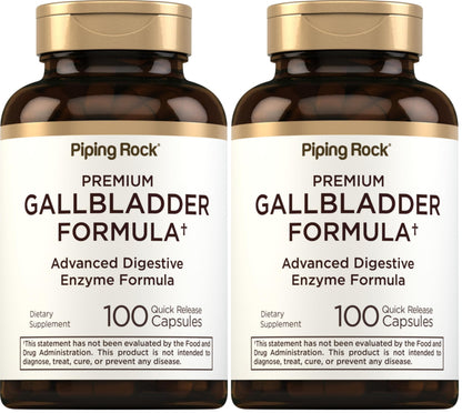 Piping Rock Gallbladder Supplement – 100 Capsules | Digestive Enzyme Formula (Pack of 2) | Non-GMO & Gluten Free