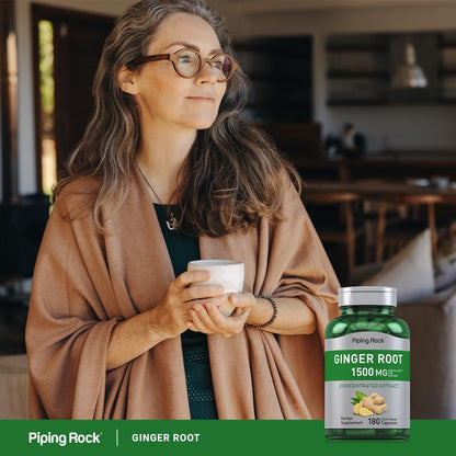 Piping Rock Ginger Root Capsules - 1500 mg, 180 Count | Non-GMO, Gluten Free