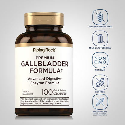 Piping Rock Gallbladder Supplement – 100 Capsules | Digestive Enzyme Formula (Pack of 2) | Non-GMO & Gluten Free