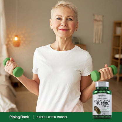 Piping Rock Green Lipped Mussel 750mg | 120 Capsules | NZ Freeze Dried | Non-GMO, Gluten Free (Pack of 2)