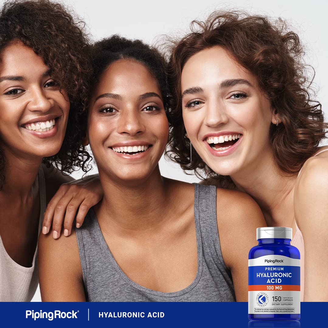 Piping Rock Hyaluronic Acid Supplement | 100 mg | 150 Capsules | Sodium Hyaluronate | Non-GMO, Gluten Free (Pack of 2)