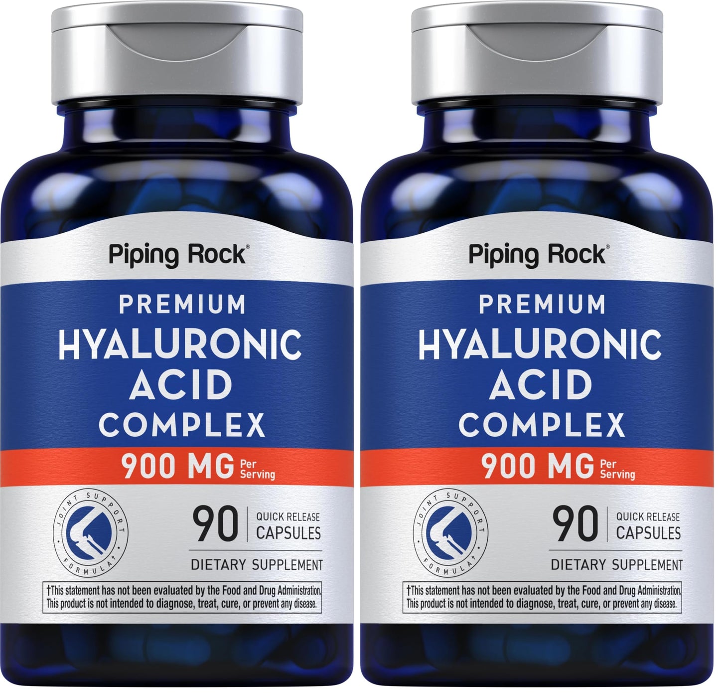 Piping Rock Hyaluronic Acid 900mg – 90 Capsules | Pack of 2 | Non-GMO, Gluten Free