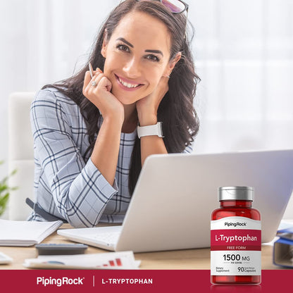 Piping Rock L-Tryptophan 1500mg | 90 Powder Capsules | Non-GMO, Gluten Free