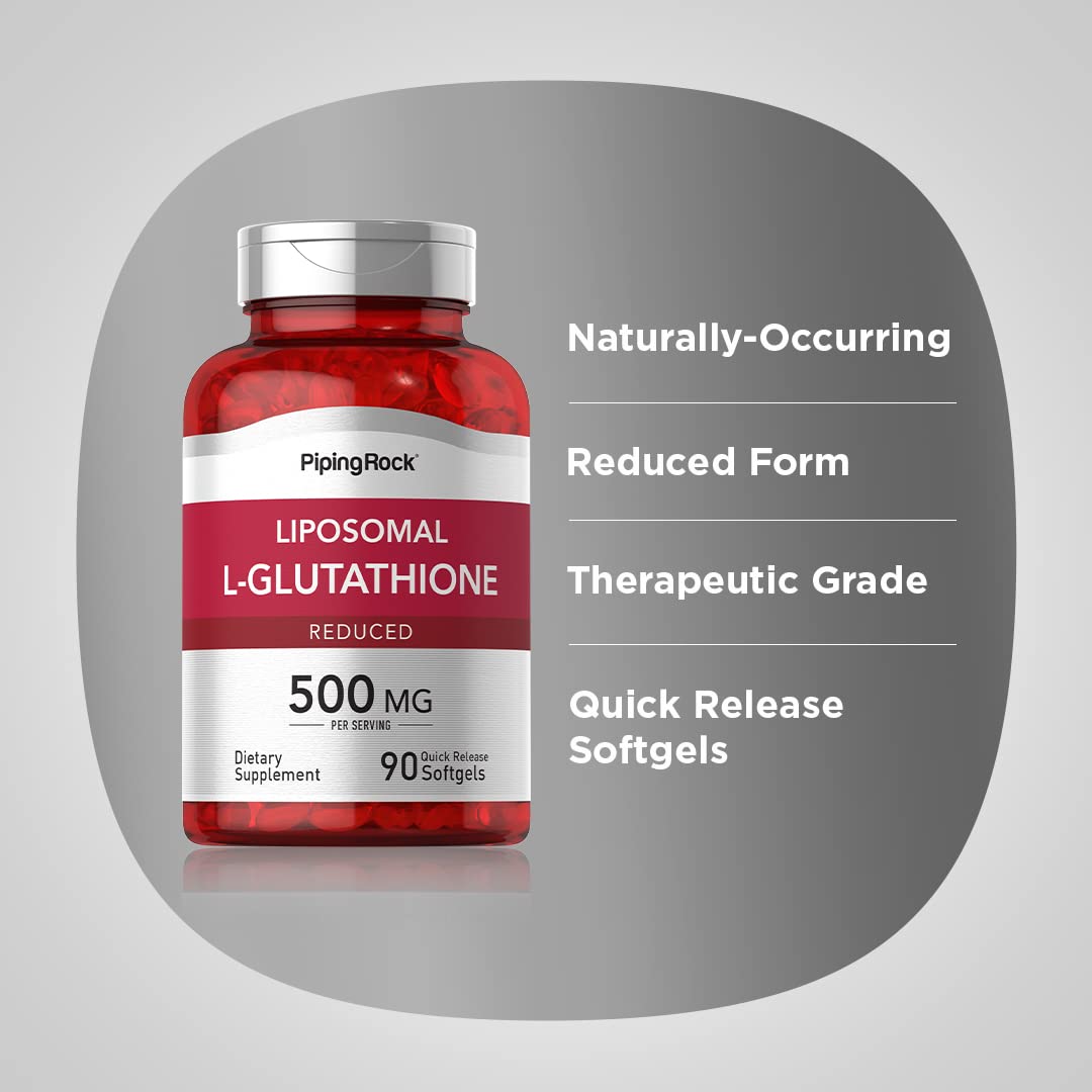 Piping Rock Liposomal Glutathione | 500mg | 90 Softgels | Reduced Supplement | Non-GMO, Gluten Free