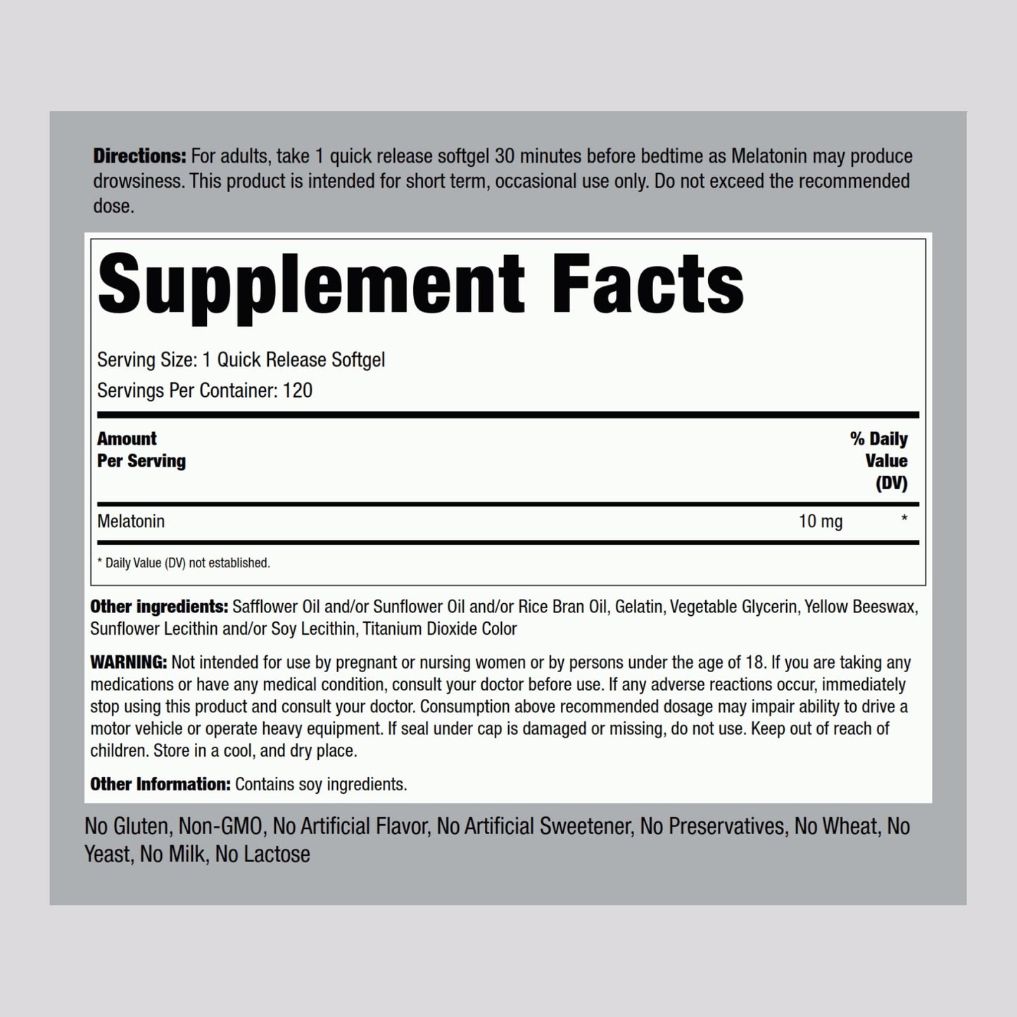 Piping Rock Melatonin 10mg – 120 Softgels (Pack of 2) | Quick Release