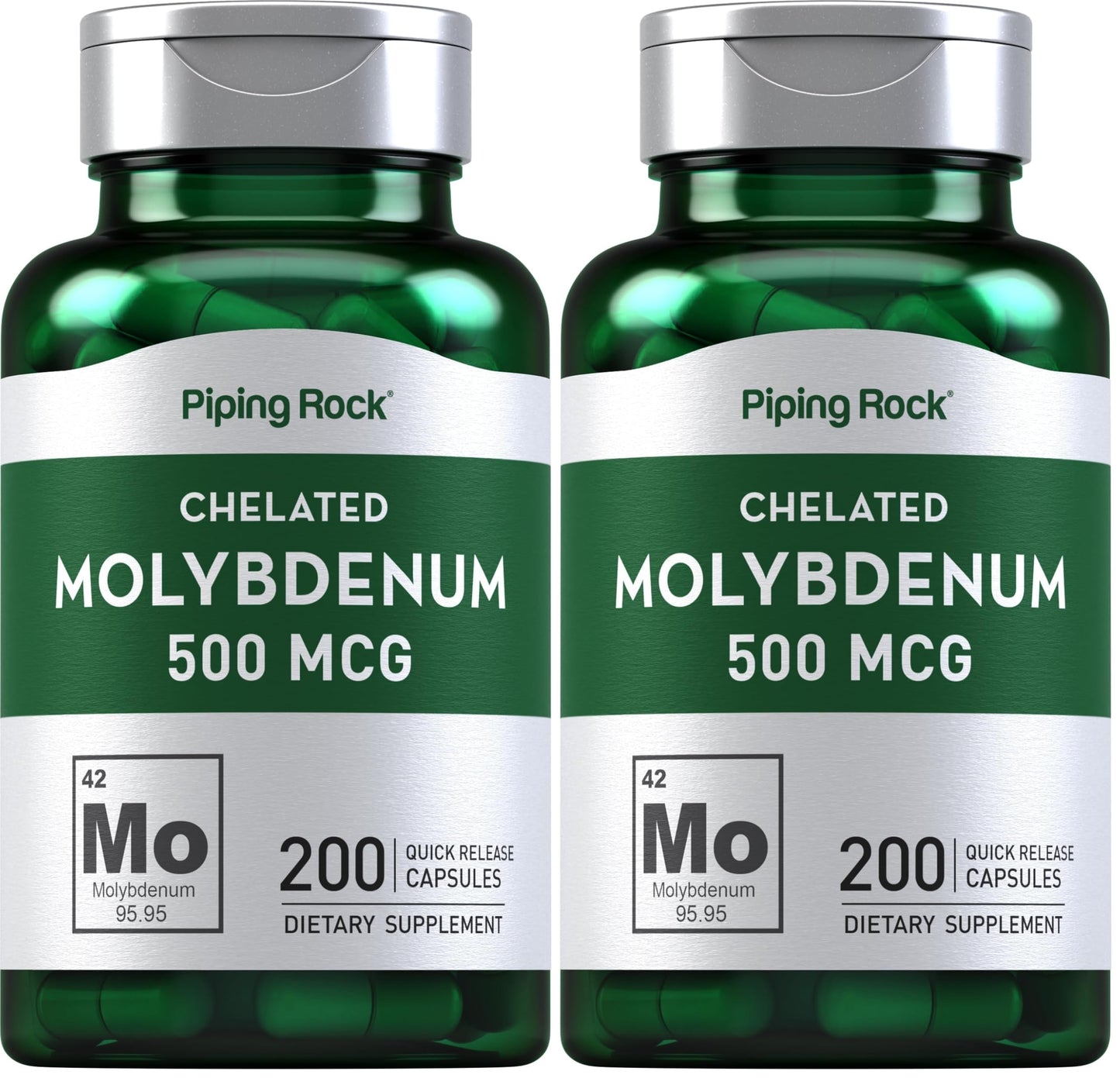 Piping Rock Molybdenum Supplement 500 mcg | 200 Capsules | Pack of 2
