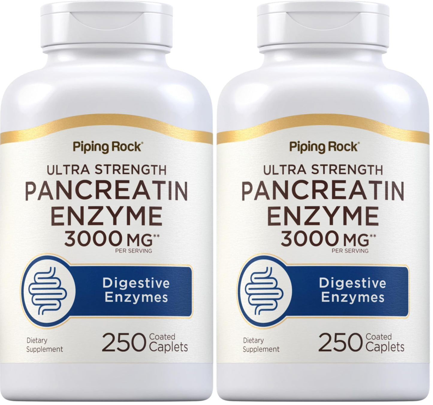 Piping Rock Pancreatin Digestive Enzymes – Ultra Strength 3000mg | Pack of 2 | Non-GMO, Gluten Free