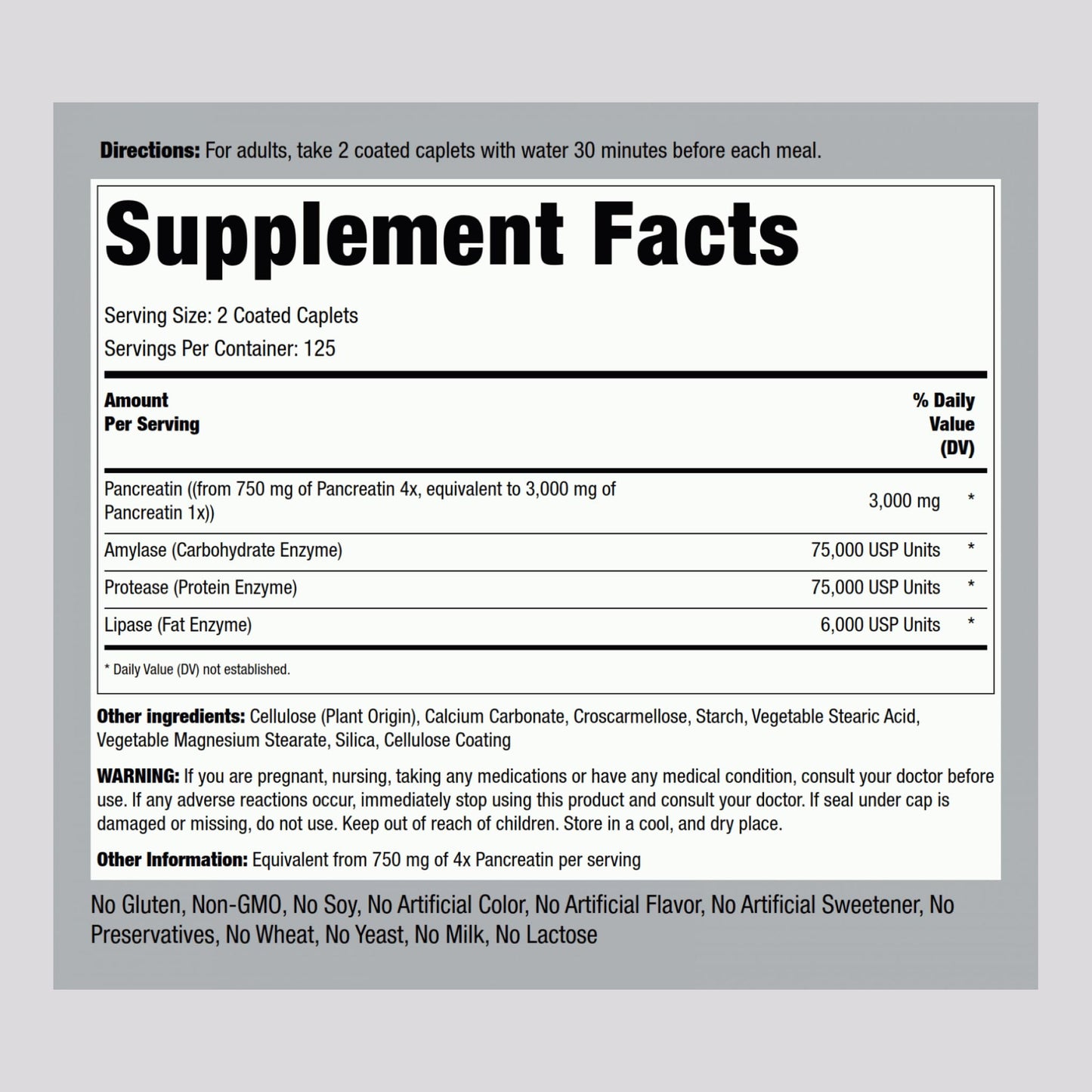 Piping Rock Pancreatin Digestive Enzymes – Ultra Strength 3000mg | Pack of 2 | Non-GMO, Gluten Free