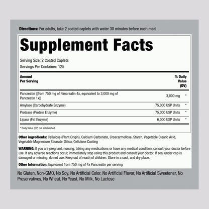 Piping Rock Pancreatin Digestive Enzymes – Ultra Strength 3000mg | Pack of 2 | Non-GMO, Gluten Free