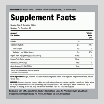 Piping Rock Papaya Digestive Enzymes Chewables – 180 Tablets, Vegetarian, Tropical Flavor (Pack of 2)
