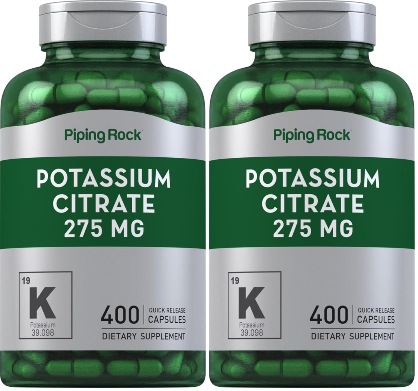 Piping Rock Potassium Citrate Supplement | 275 mg | 400 Capsules | Non-GMO, Gluten Free (Pack of 2)