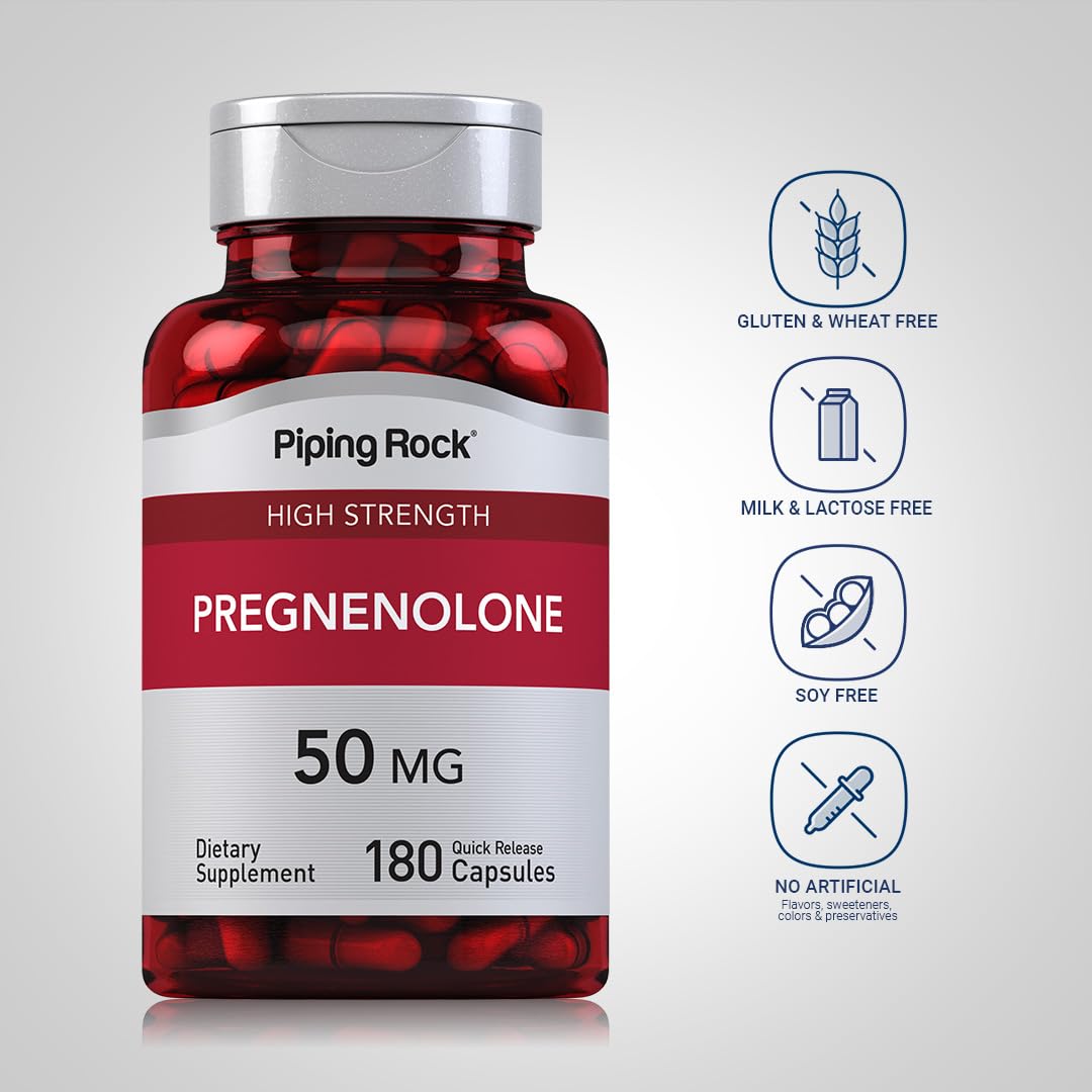 Piping Rock Pregnenolone 50 mg – 180 Capsules (Pack of 2)