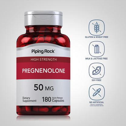 Piping Rock Pregnenolone 50 mg – 180 Capsules (Pack of 2)