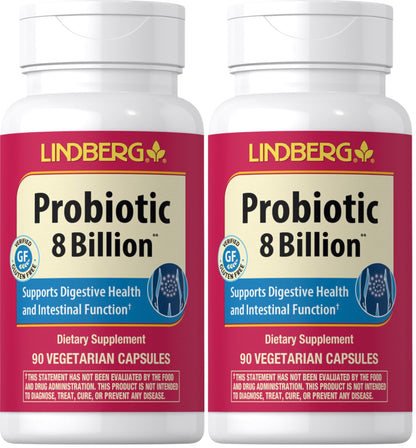Piping Rock Probiotic for Men & Women – 90 Capsules | Digestive Support | Non-GMO, Gluten Free & Vegetarian | Lindberg (Pack of 2)