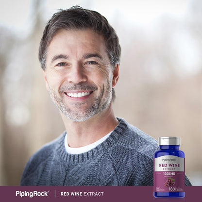 Piping Rock Red Wine Extract Capsules 1000mg | 180 Count | Non-GMO, Gluten Free Supplement (Pack of 2)