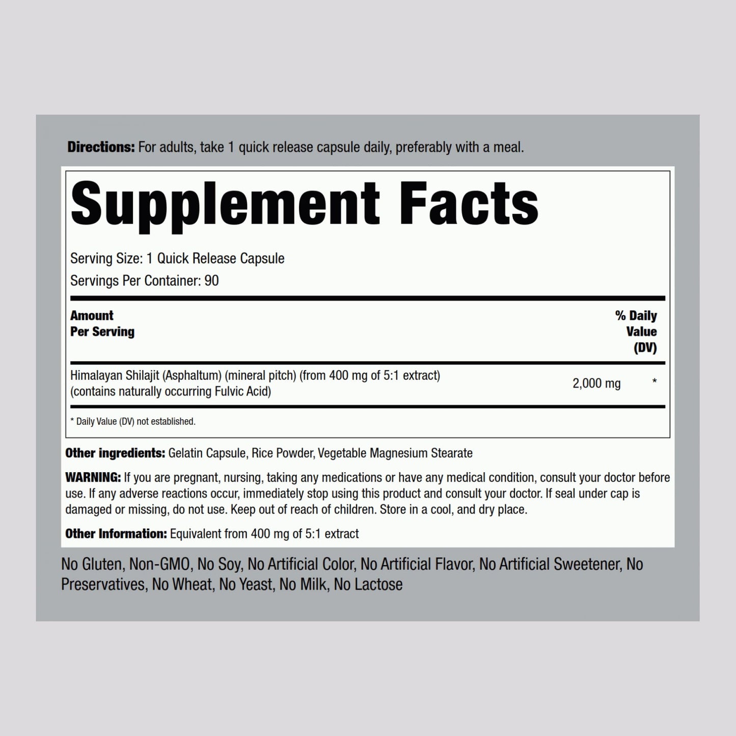 Piping Rock Shilajit Capsules 2000mg – 90 Count | Pack of 2 | Non-GMO, Gluten Free