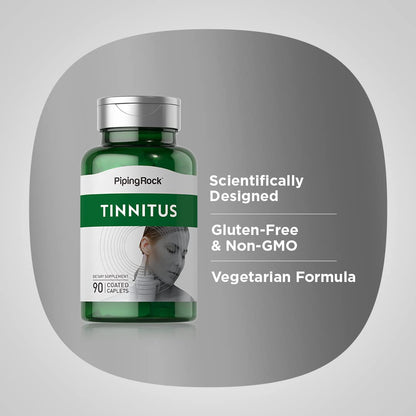 Piping Rock Tinnitus Supplement - 90 Caplets (Pack of 2) | Vegetarian, Non-GMO, Gluten Free