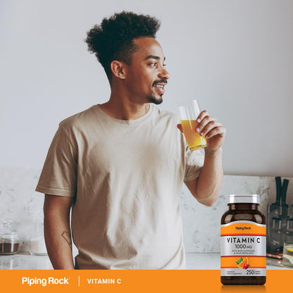 Piping Rock Vitamin C 1000mg - 250 Caplets | Bioflavonoids & Rose Hips | Vegetarian, Non-GMO, Gluten Free | Pack of 2