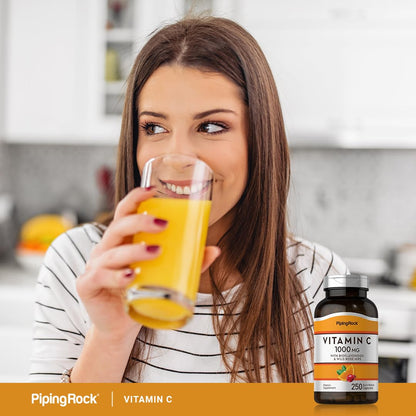 Piping Rock Vitamin C 1000mg – 250 Capsules | Bioflavonoids & Rose Hips | Pack of 2 | Non-GMO, Gluten Free
