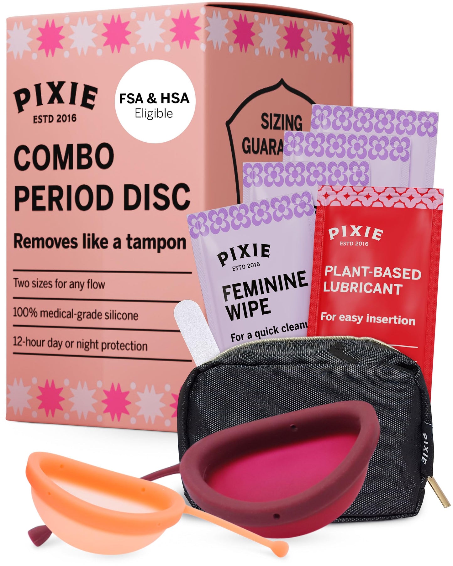 Pixie 2 Menstrual Discs by Pixie Cup — Softest Reusable Period Disc (12h Wear, 5 & 7 Tampon Capacity)