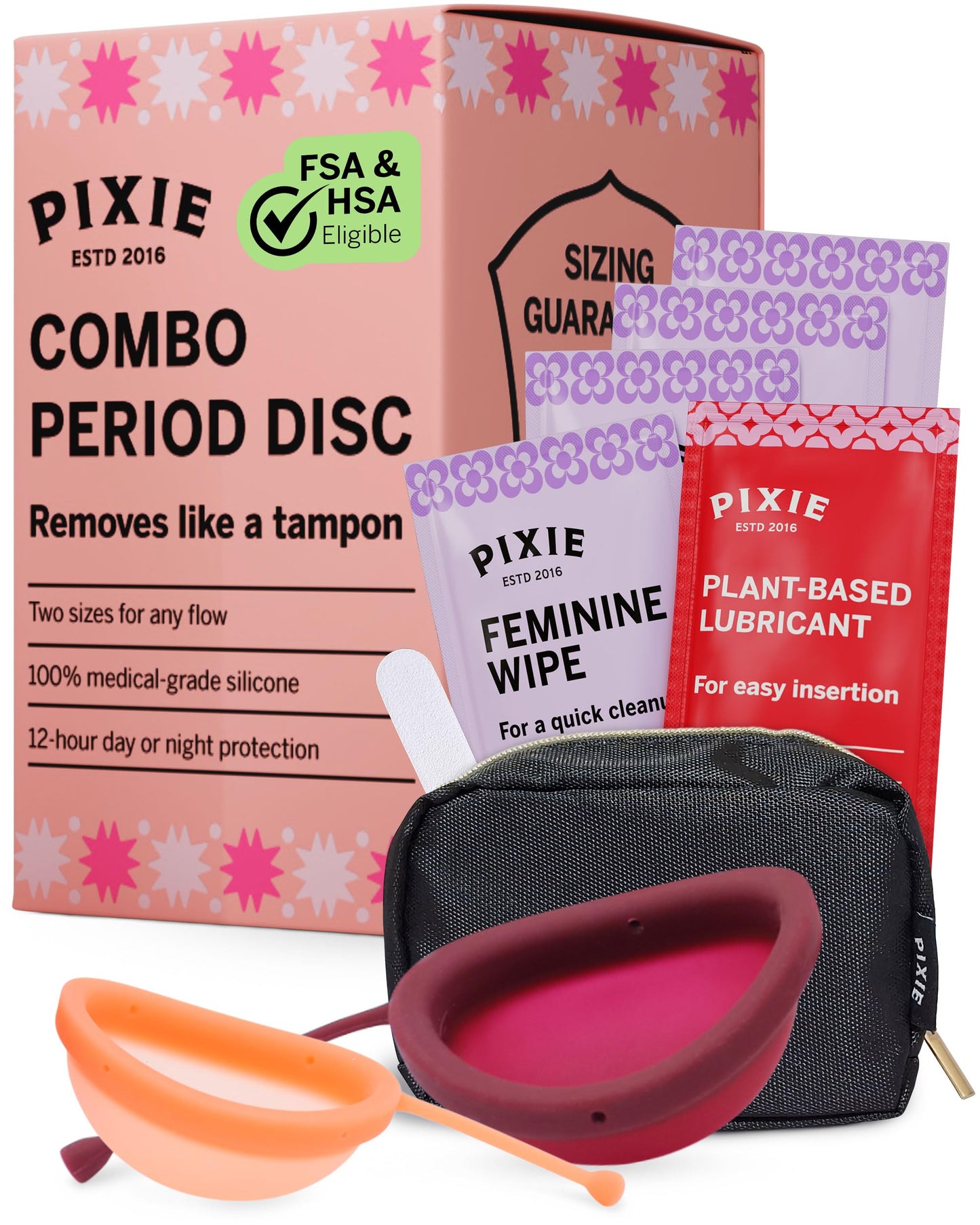 Pixie 2 Menstrual Discs by Pixie Cup — Softest Reusable Period Disc (12h Wear, 5 & 7 Tampon Capacity)