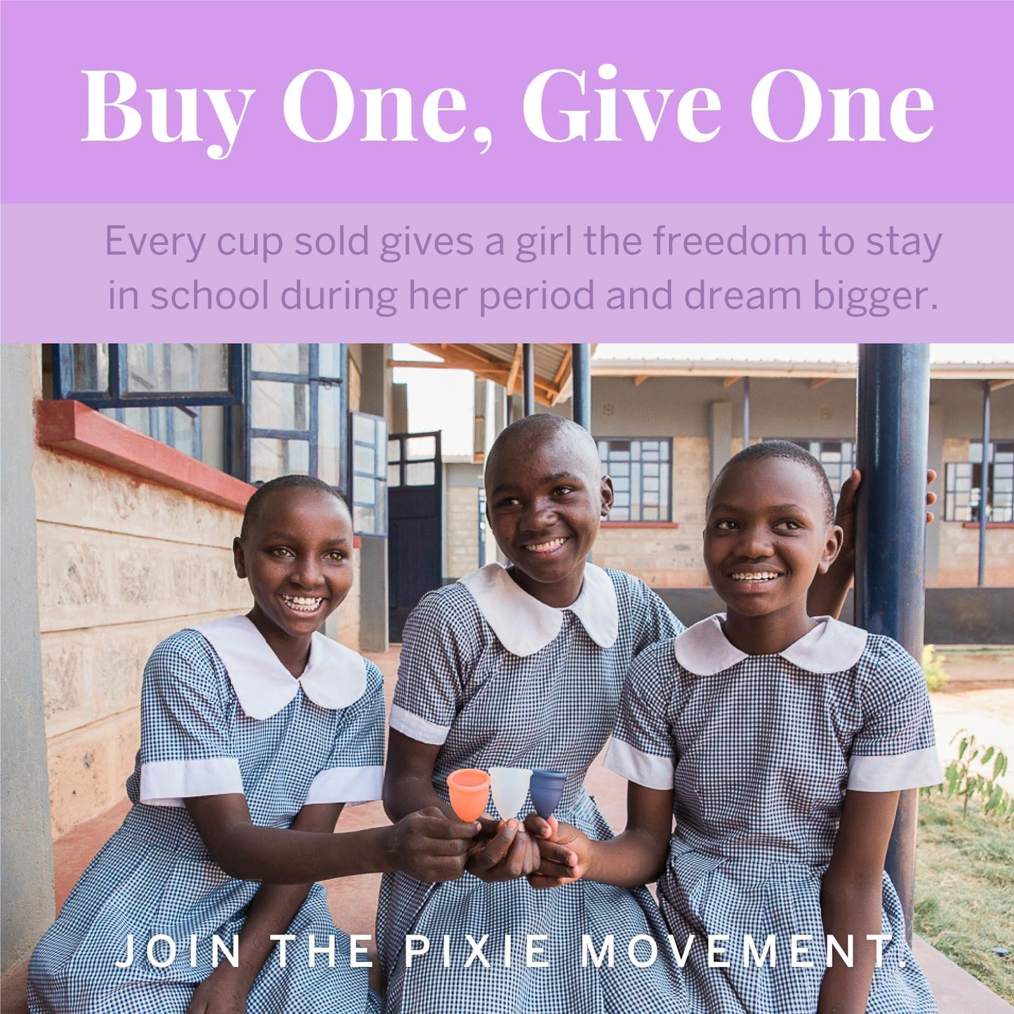 Pixie Cup - Soft Safe Reusable Menstrual Cup 100% Medical-Grade Silicone | Buy One Give One (Purple, Large)