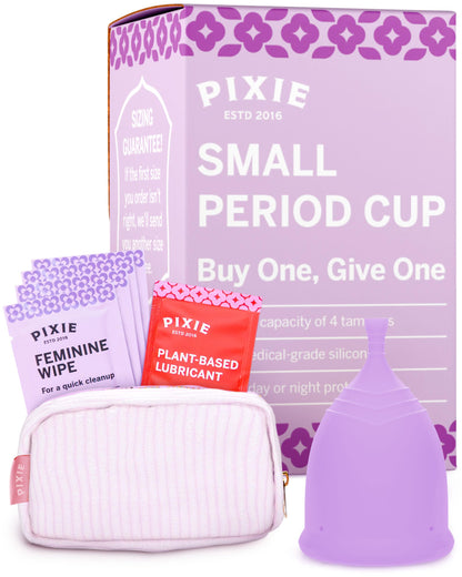 Pixie Cup - Soft, Safe Reusable Menstrual Cup | 100% Medical-Grade Silicone (Purple, Small)