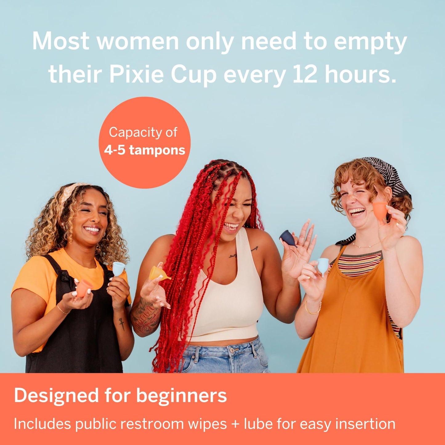 2 Pixie Menstrual Cups – 100% Medical-Grade Silicone, No Metals or Toxins | 12-Hour Wear | Buy One Give One (Combo)