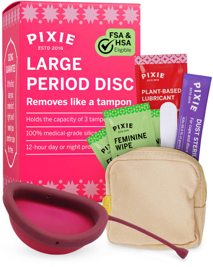 Pixie Menstrual Disc - No Metals or Toxins, 100% Medical-Grade Silicone | 12-Hour Wear, 7-Tampon Capacity