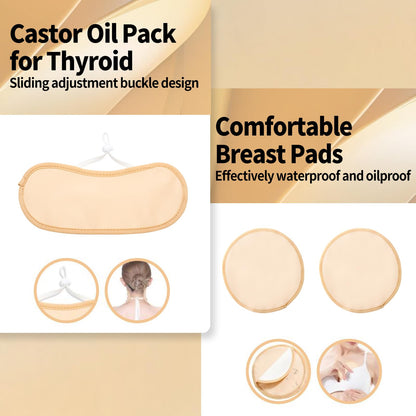 Pjordo Cotton Castor Oil Pack Wrap — 10oz Cold-Pressed Oil, Reusable Pack