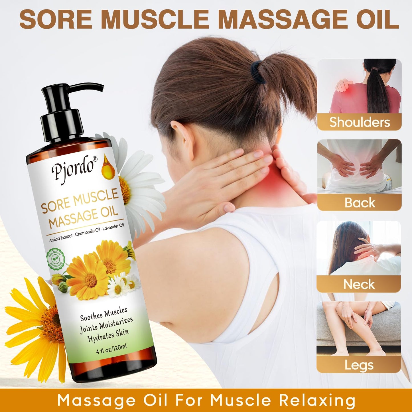 Pjordo Massage Oil Kit – Lilac, Lavender & Arnica with Roller Ball | Spa Gift Set