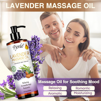 Pjordo Massage Oil Kit – Lilac, Lavender & Arnica with Roller Ball | Spa Gift Set