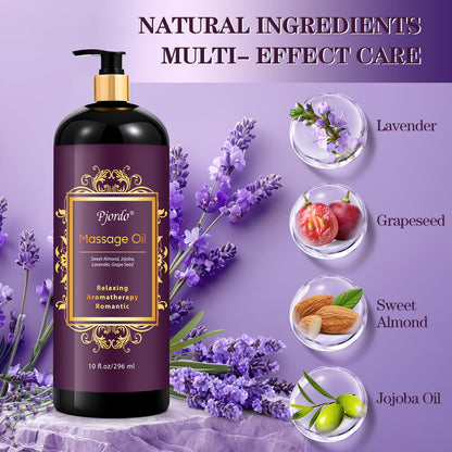 Pjordo Massage Oil Set – Lavender & Vanilla with Roller Ball | Soothing Spa Gift