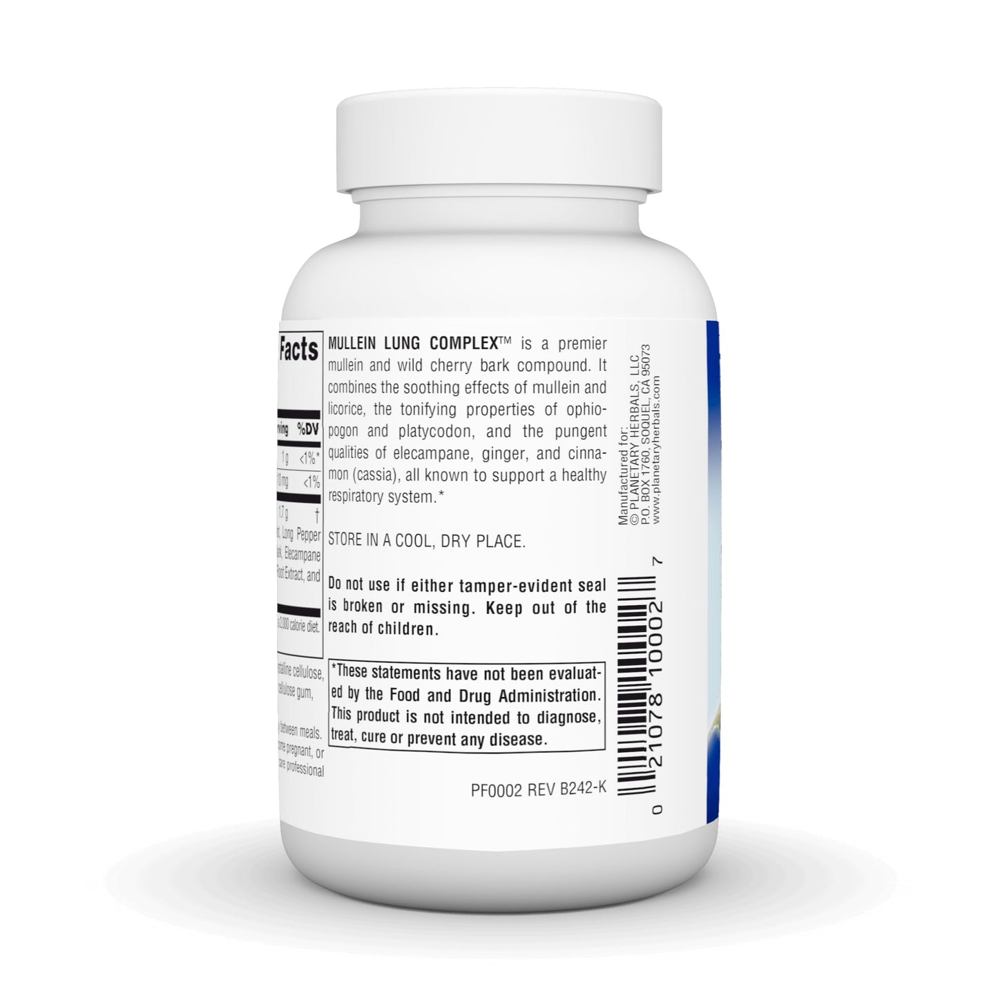 Planetary Herbals Mullein Lung Complex 90 Tablets - Herbal Respiratory Support