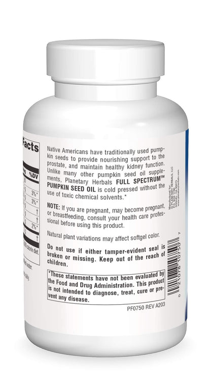Planetary Herbals Full Spectrum Pumpkin Seed Oil 1000 mg - Prostate Support (180 Count)