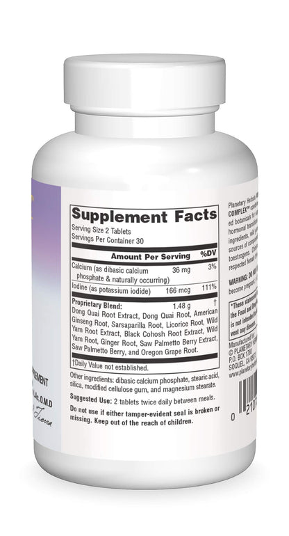 Planetary Herbals Wild Yam-Black Cohosh Complex Tablets, 60 Count | Menopause Support & Phytoestrogens