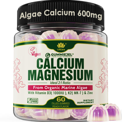 Plant Based Calcium Gummies 600mg | D3 K2 | Magnesium & Zinc | Sugar Free | Vegan