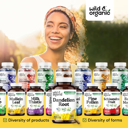 Wild & Organic Dandelion Root Capsules – 2000 mg per Capsule, Liver Support