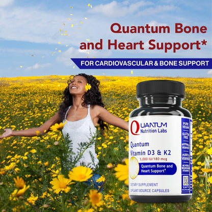 Quantum Nutrition Labs Vitamin D3 & K2 5000 IU – Bone & Heart Health (30 Vegan Caps)
